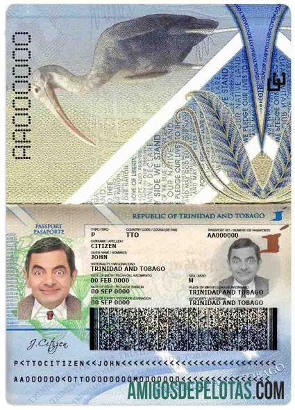Passaporte de Trinidad e Tobago exemplo